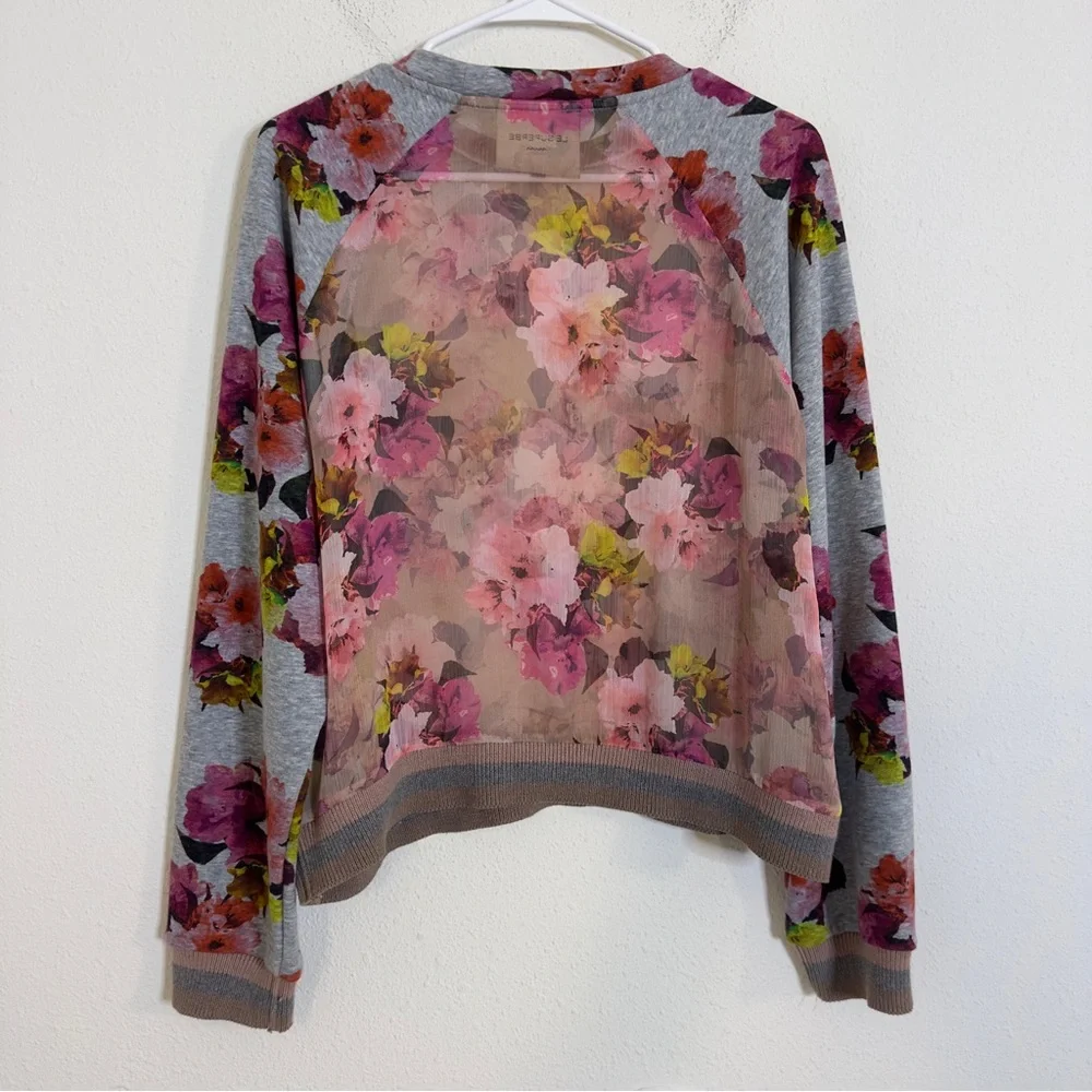 Le superbe floral knit long sleeve sheer pullover sweater - Picture 3 of 5